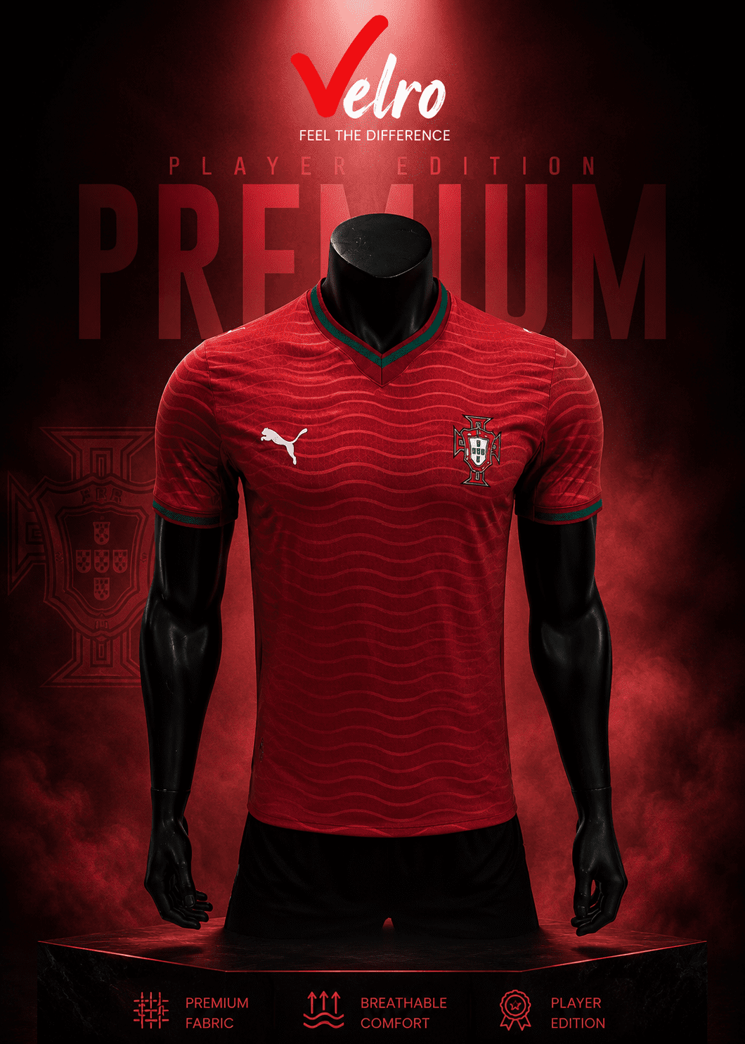 IMG_7939 Portugal Home Player Edition Jersey Collection || VELRO - Image 1